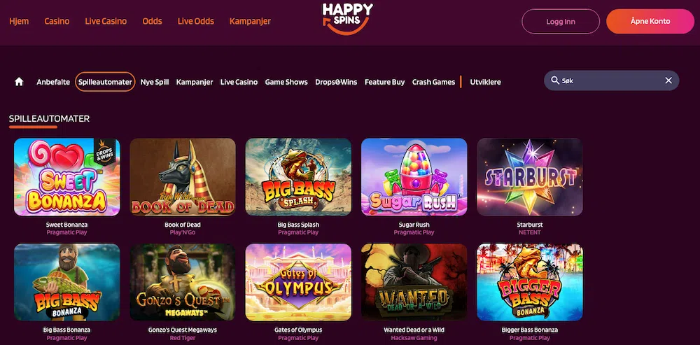 Happy Spins Casino Spilleautomater