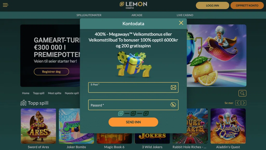 Lemon Casino registrering