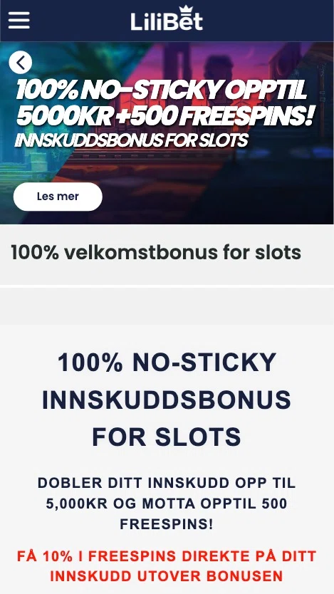 LiliBet Velkomstbonus