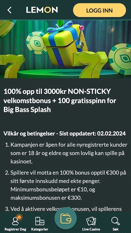 Lemon velkomstbonus