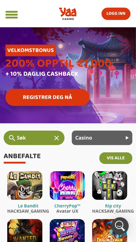 YaaCasino velkomstbonus