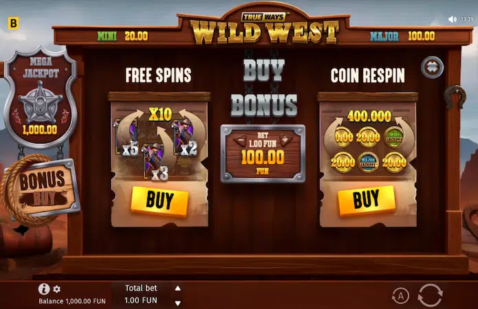 Wild West TRUEWAYS bonusfunksjoner