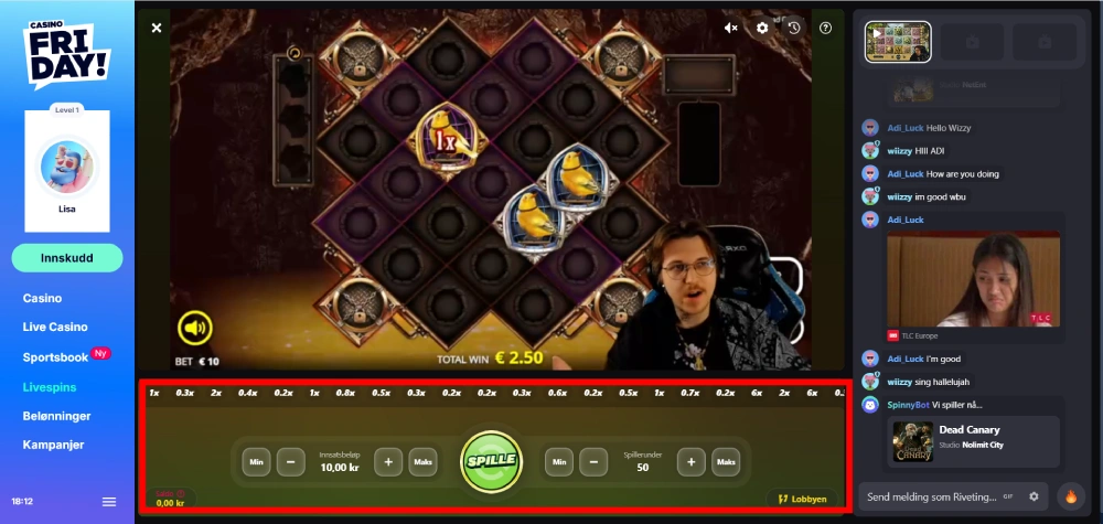 Innsatsen som et vanlig slot-spin