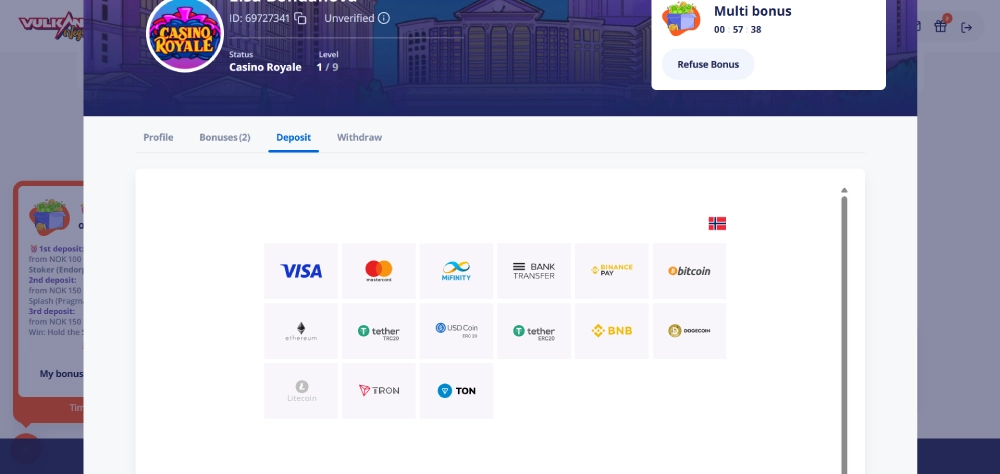 velg betalingsinstrumentet