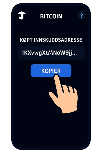 Kopier innskuddsadressen fra casinoet