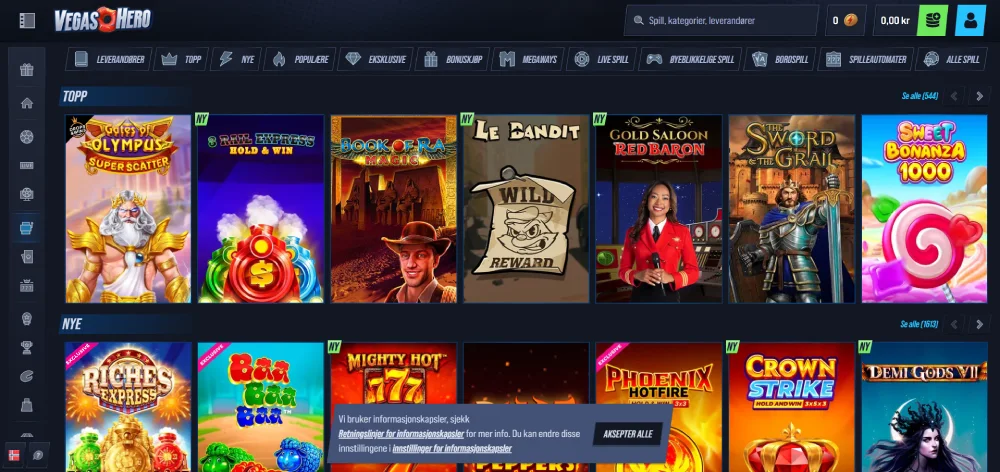 Spillutvalg VegasHero